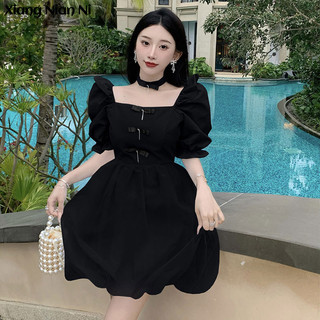 Đầm XIANG NIAN NI tay phồng nhỏ màu trơn tươi tắn thời trang cho nữ