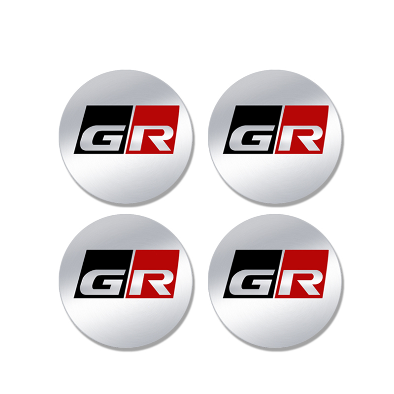 Set 4 Logo 56mm Bằng Nhôm Trang Trí Trục Bánh Xe Hơi Toyota Corolla C-HR Yaris RAV4 Avensis Prado