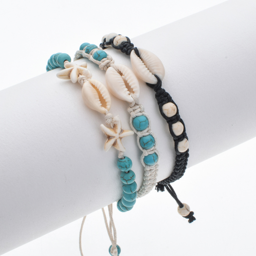 Vòng Tay Dây Bện Phối Vỏ Sò Tự Nhiên Phong Cách Bohemian Thời Trang Cho Nữ