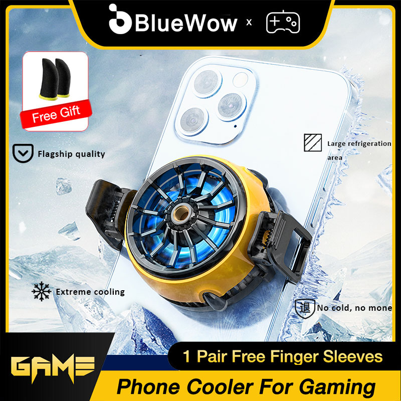 Quạt tản nhiệt BLUEWOW màu vàng làm mát khi chơi game cho điện thoại di động 4inch đến 6.7inch