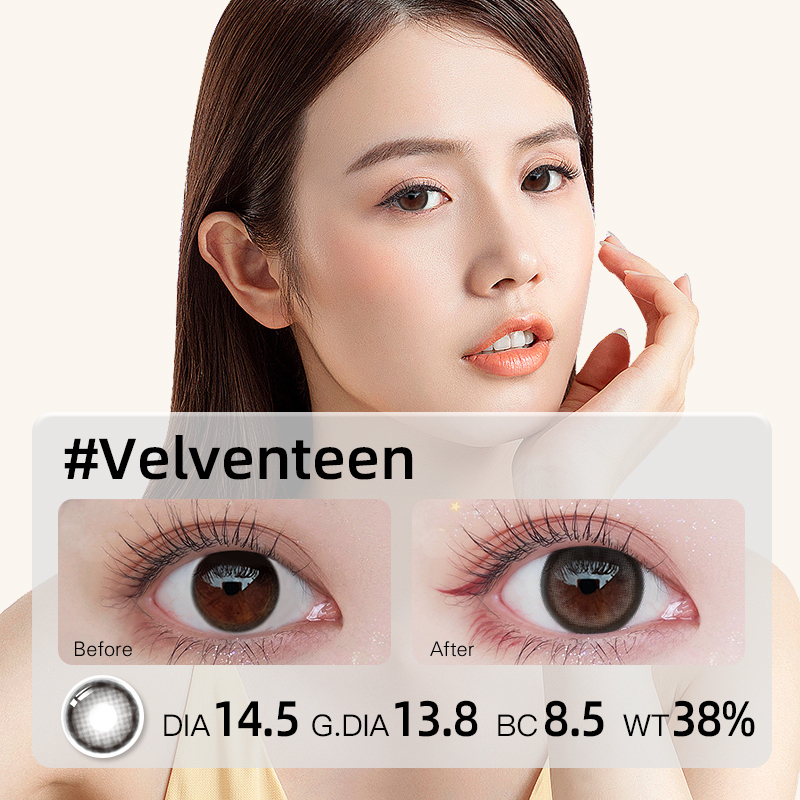 O2Girl Flagship Store Black Eye lens 2 Piece Hàng năm Ném nữ 14.5mm Kính cận vô hình Sinh viên Kích thước tự nhiên Kích thước không ném hàng ngày Đường kính lens mắt