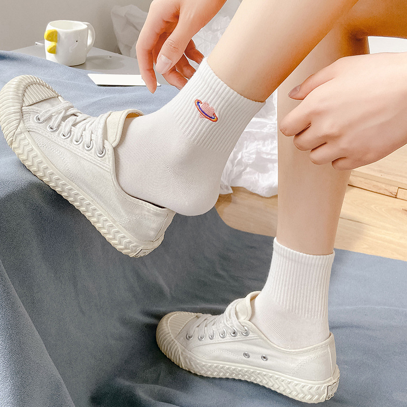 Tất cotton FHYL cổ ngắn khử mùi thoáng khí màu đỏ dễ thương phong cách Hàn Quốc thời trang mùa xuân cho nữ