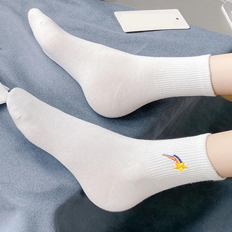 Tất cotton FHYL cổ ngắn khử mùi thoáng khí màu đỏ dễ thương phong cách Hàn Quốc thời trang mùa xuân cho nữ