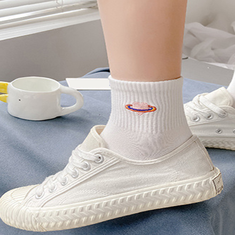 Tất cotton FHYL cổ ngắn khử mùi thoáng khí màu đỏ dễ thương phong cách Hàn Quốc thời trang mùa xuân cho nữ