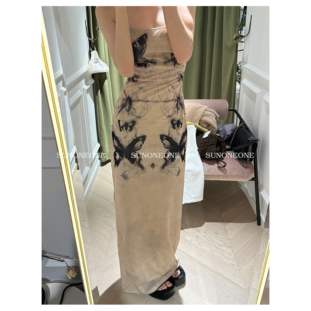 Đầm Dáng Chữ a Ôm Eo Họa Tiết Màu Nhuộm Phong Cách Pháp Thời Trang Mùa Hè Cho Nữ