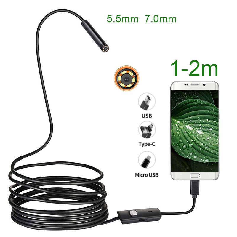Camera Nội Soi 5.5 7MM Android 3 Trong 1 USB / Micro USB / Type-C Chống Nước Cho Điện Thoại Thông Minh