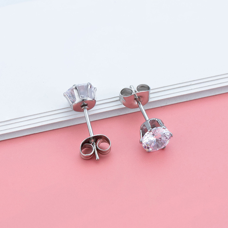 1 Cặp Bông Tai Thép Titan Bạc 925 Đính Đá Zircon 3-8MM Cho Nam Nữ