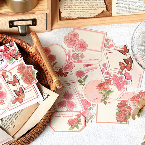 Bộ 30 Giấy Dán Ghi Chú Họa Tiết Hoa Bướm Phong Cách Vintage