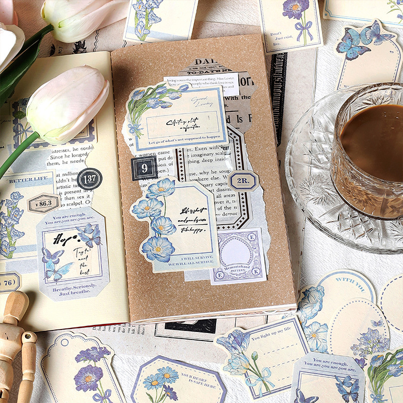 Bộ 30 Giấy Dán Ghi Chú Họa Tiết Hoa Bướm Phong Cách Vintage