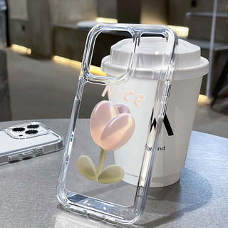 Tương thích với IPHONE 6S 7 8 PLUS X XS XR 11 12 13 14 15 MAX PRO Ốp mềm TPU trong suốt họa tiết hoa tulip