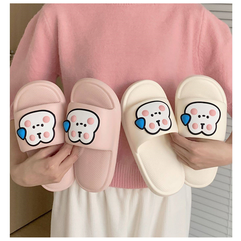 One more shoes⭐Dép Đi Trong Nhà Đế Mềm Họa Tiết Thỏ Hoạt Hình Dễ Thương Cho Nữ