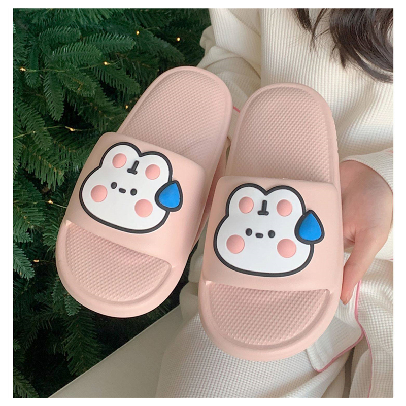 One more shoes⭐Dép Đi Trong Nhà Đế Mềm Họa Tiết Thỏ Hoạt Hình Dễ Thương Cho Nữ