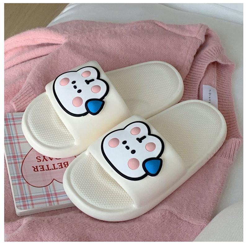 One more shoes⭐Dép Đi Trong Nhà Đế Mềm Họa Tiết Thỏ Hoạt Hình Dễ Thương Cho Nữ