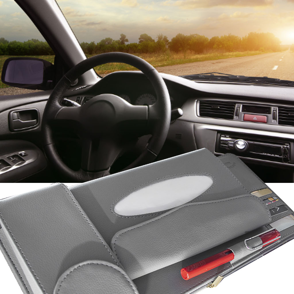 Hộp đựng giấy ăn trên ô tô  Túi Đựng Khăn Giấy Bằng Da Nhân Tạo Treo Tấm Che Nắng Đa Năng Cho Xe Hơi Vehi Winter064