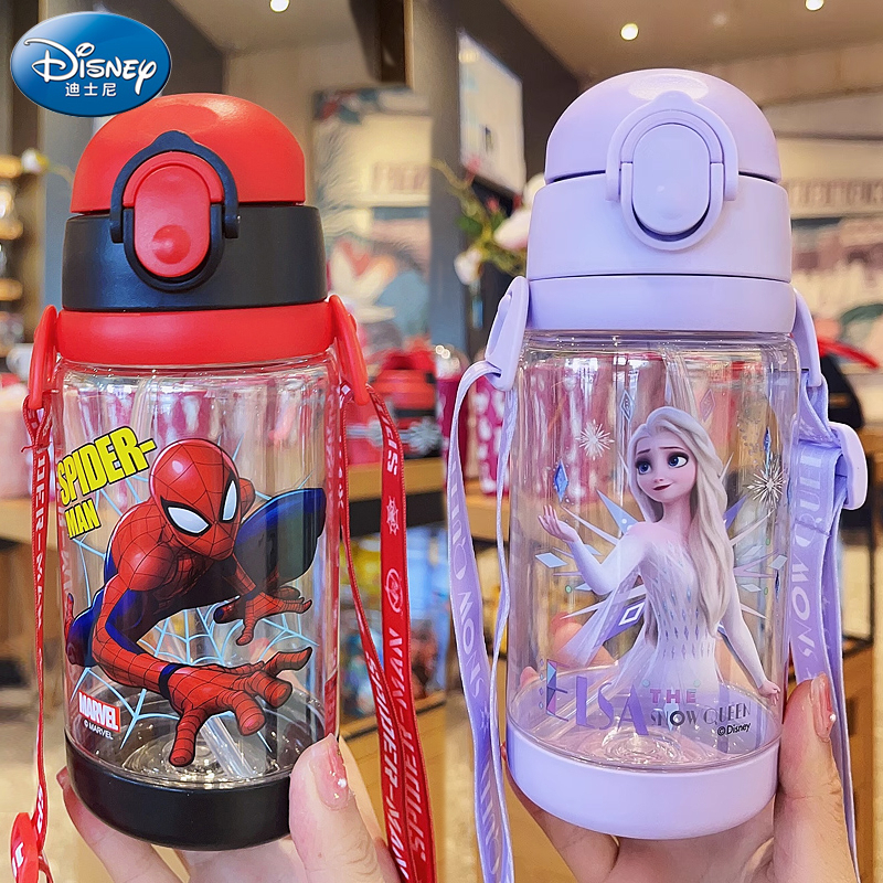 Bình Nước 550ml Kèm Ống Hút + Bình Nước Họa Tiết Disney Frozen Dễ Thương Cho Bé
