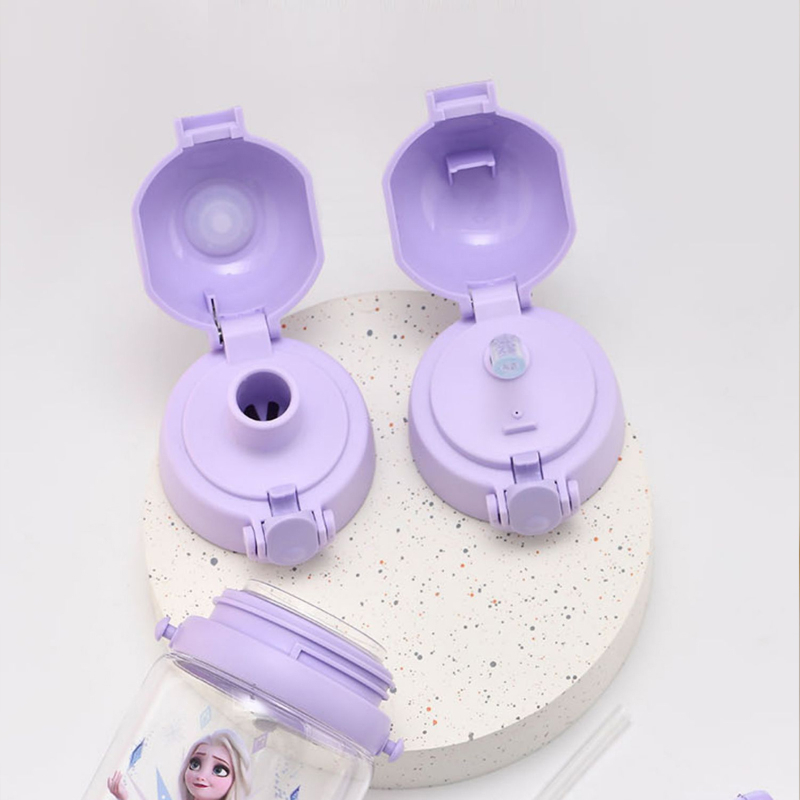 Bình Nước 550ml Kèm Ống Hút + Bình Nước Họa Tiết Disney Frozen Dễ Thương Cho Bé
