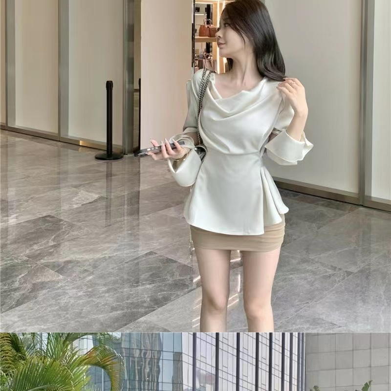 Áo Sơ Mi Tay Dài Vải satin Thời Trang Hàn Quốc Dành Cho Nữ