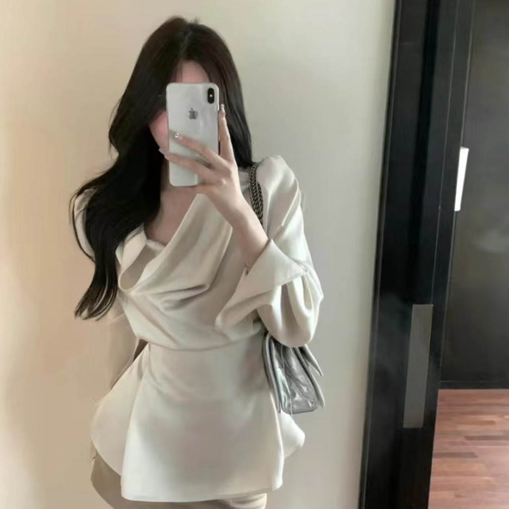 Áo Sơ Mi Tay Dài Vải satin Thời Trang Hàn Quốc Dành Cho Nữ