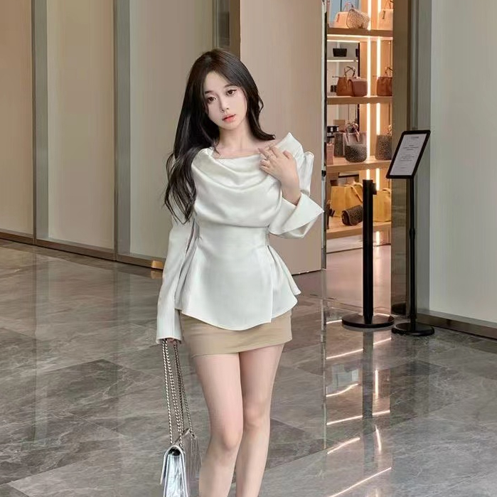 Áo Sơ Mi Tay Dài Vải satin Thời Trang Hàn Quốc Dành Cho Nữ