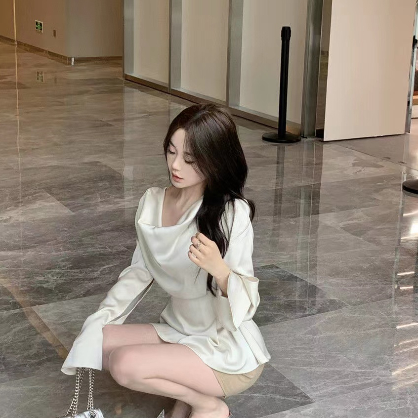 Áo Sơ Mi Tay Dài Vải satin Thời Trang Hàn Quốc Dành Cho Nữ