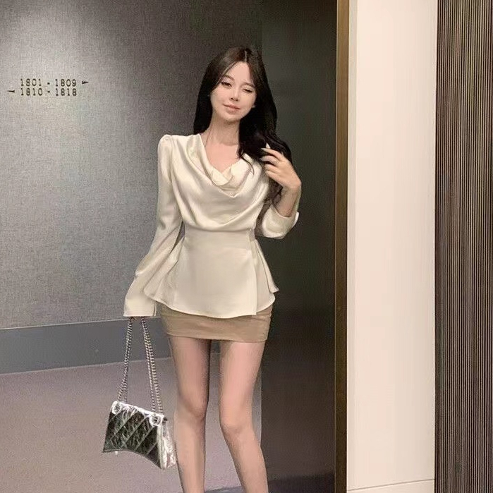 Áo Sơ Mi Tay Dài Vải satin Thời Trang Hàn Quốc Dành Cho Nữ