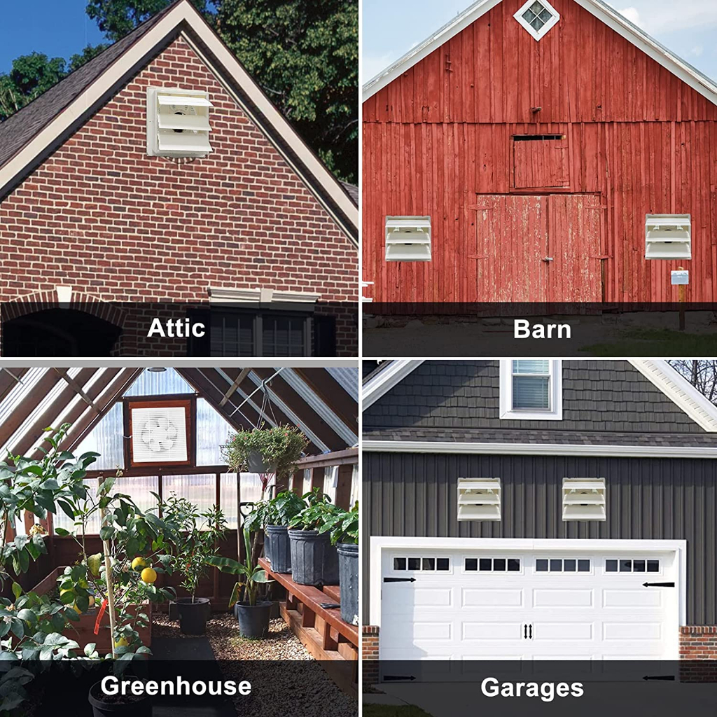 Quạt Thông Gió DC Năng Lượng Mặt Trời 20W + Quạt Thoáng Khí 12 inch Gắn Tường Làm Mát Chống Thấm Nước Phù Hợp Cho Nhà Kính / Nhà Kính