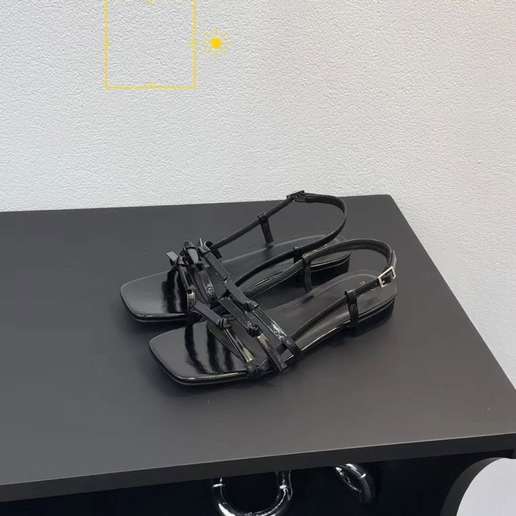 Giày Sandal Mũi Vuông Đế Thấp Thời Trang Hàn Quốc Dành Cho Nữ