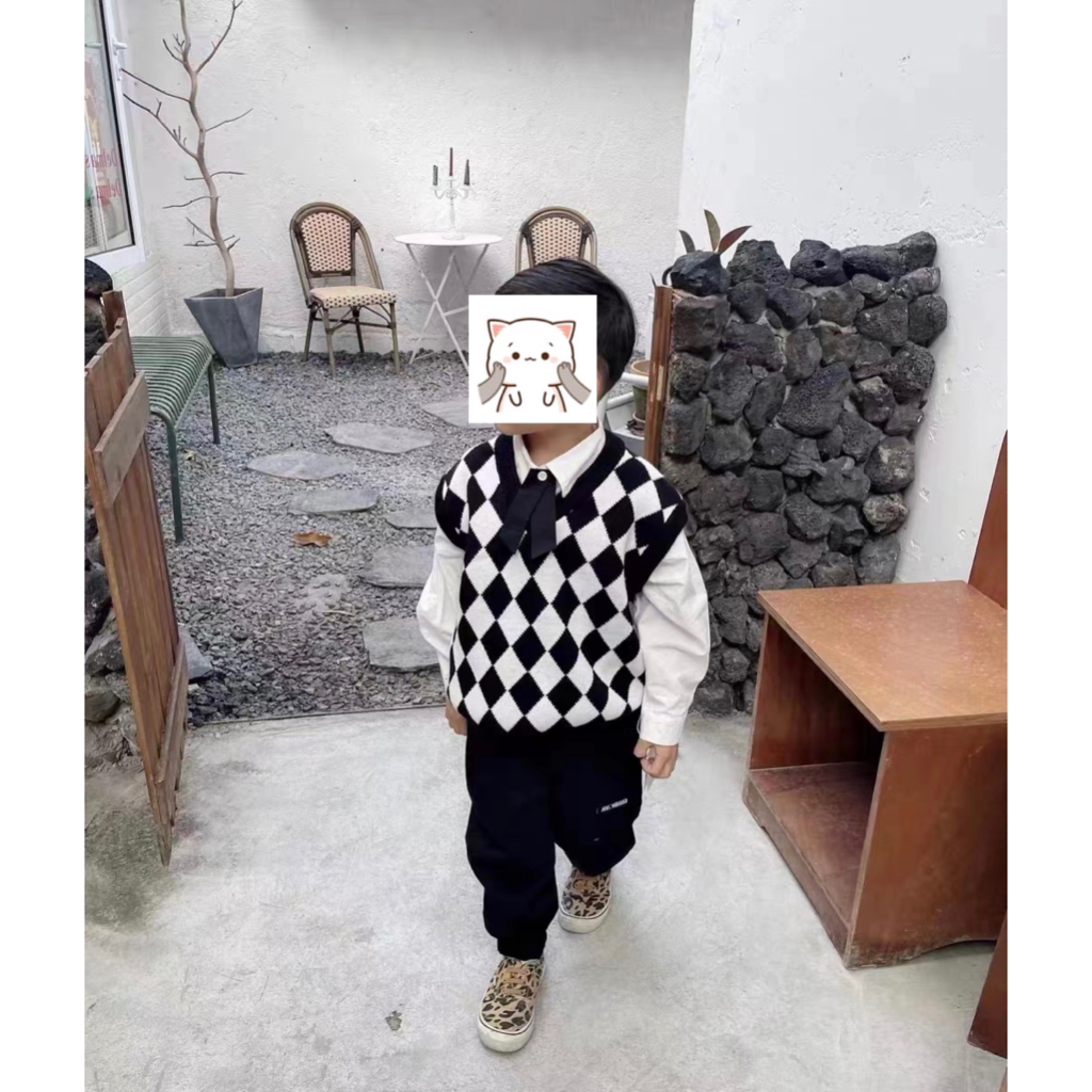 Set Áo Sơ Mi Trắng Và Áo Len Không Tay Phong Cách Mới Cho Bé Gái 5-12 Tuổi