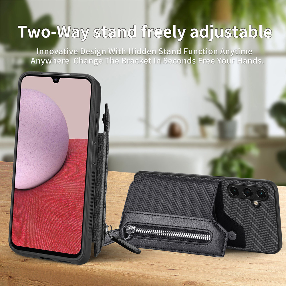 Samsung Galaxy S22 S21 s20 plus ultra fe 5G Ốp Điện Thoại Sợi Carbon Có Ngăn Đựng Thẻ Và Dây Kéo Cho