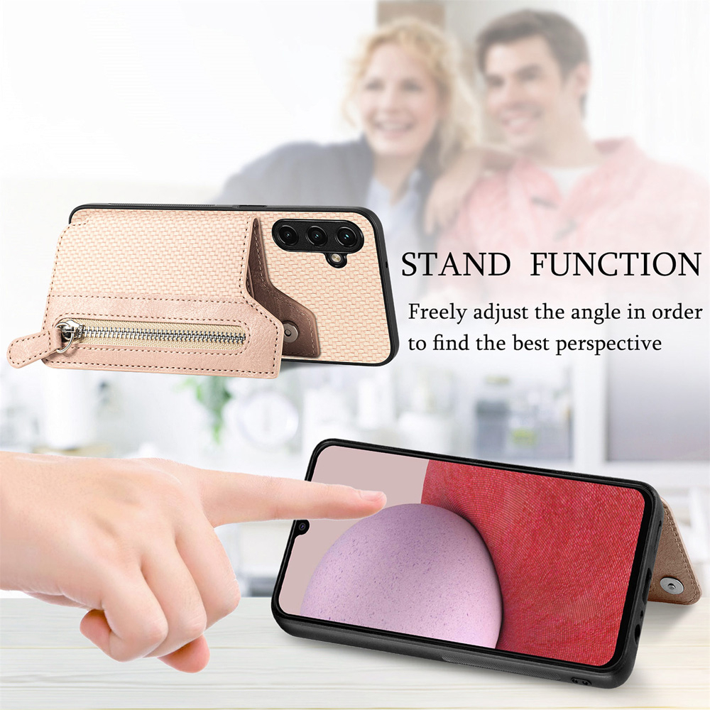 Samsung Galaxy S22 S21 s20 plus ultra fe 5G Ốp Điện Thoại Sợi Carbon Có Ngăn Đựng Thẻ Và Dây Kéo Cho