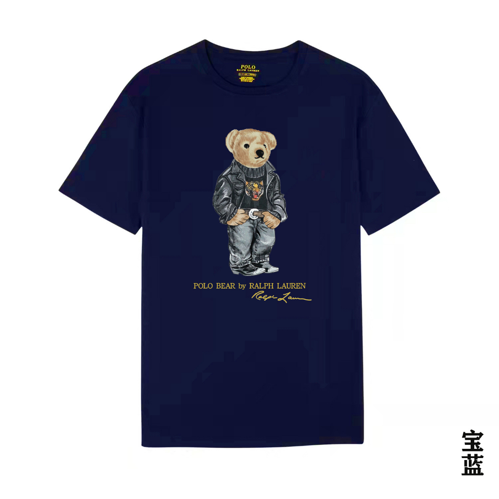 Áo polo Ngắn Tay Vải Cotton Cổ Tròn In Hình Gấu Ralph Lauren Cá Tính Cho Nam