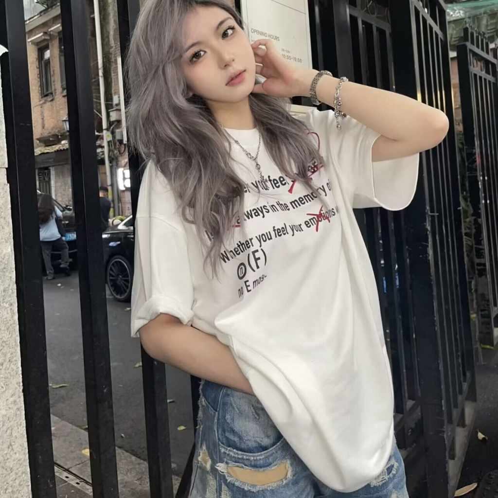 Áo Thun 100% cotton Tay Ngắn Dáng Rộng Thời Trang Hàn Quốc Cho Nữ