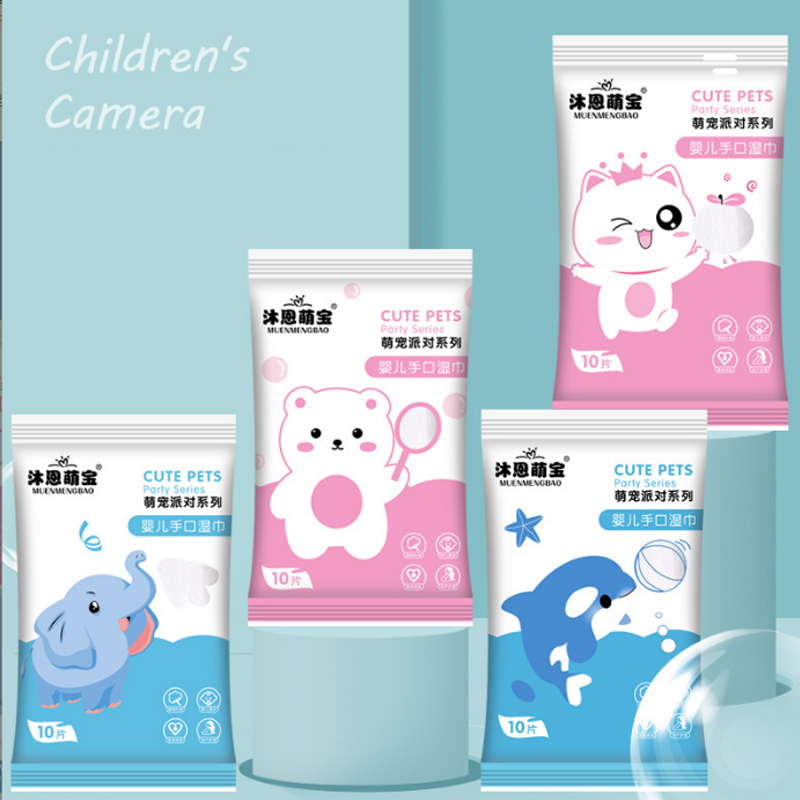 Bộ 10 khăn giấy ướt BEIBAOBAO mini lau tay cho bé