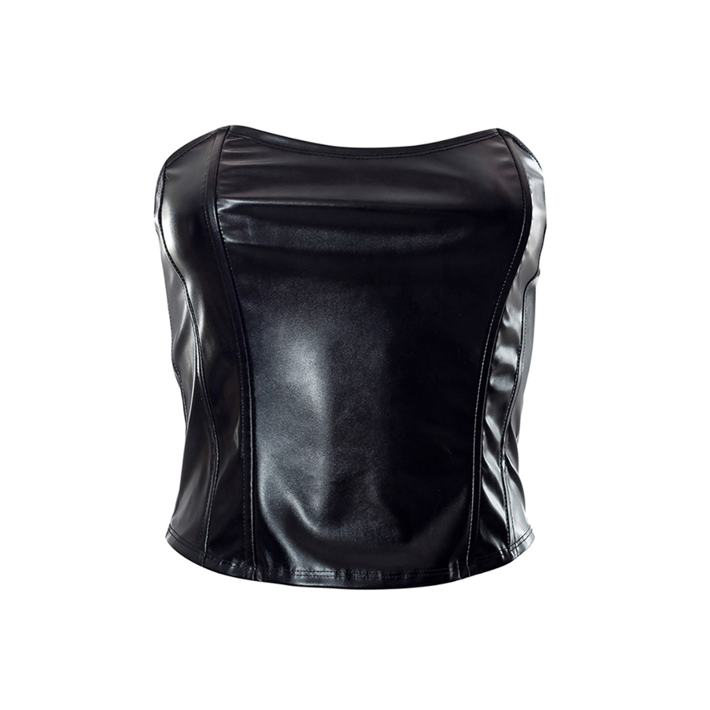 Áo Tank Top Da PU Màu Trơn Dáng Ôm Thời Trang Mùa Hè Cho Nữ CY03