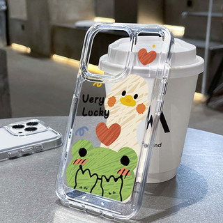 Tương thích với IPHONE 6S 7 8 PLUS X XS XR 11 12 13 14 15 MAX PRO Ốp điện thoại TPU Acrylic trong suốt họa tiết ếch và vịt
