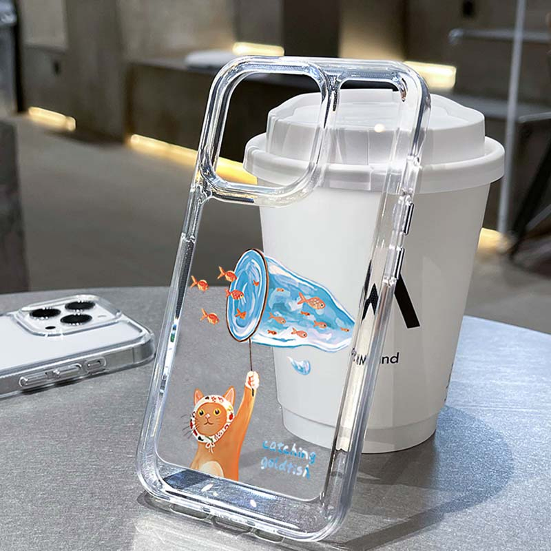 Ốp Điện Thoại DecoPhone Acrylic tpu acrylic Trong Suốt Hình Mèo Cho iphone 6s 7 8 plus x xs xr 11 12 13 14 15 max pro