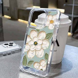 Tương thích với IPHONE 6S 7 8 PLUS X XS XR 11 12 13 14 15 MAX PRO Vỏ điện thoại TPU Acrylic trong suốt họa tiết hoa Camellia TKK