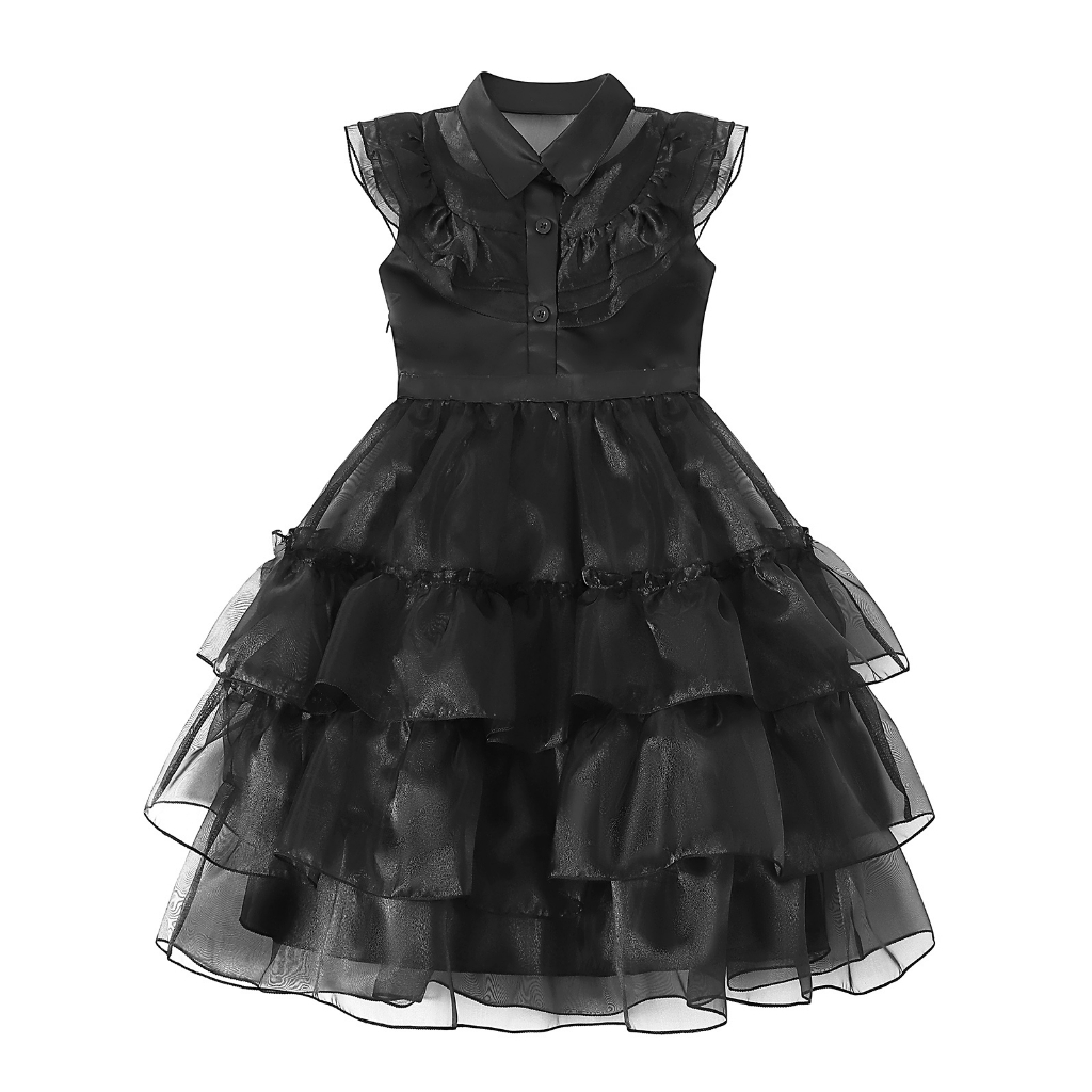 Bộ Đồ Hóa Trang Halloween Nhiều Lớp Màu Đen Phong Cách Mỹ Cho Mẹ Và Bé