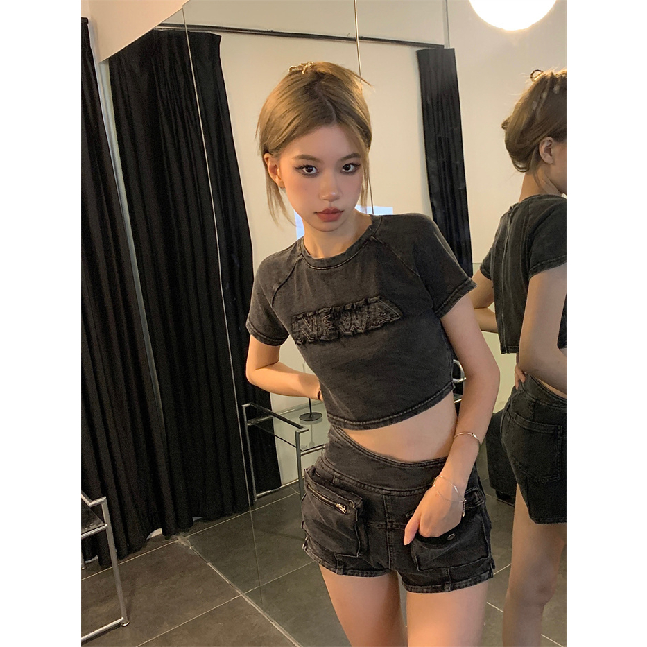 Cocory vn Áo Thun Tay Ngắn Dáng Ôm Thời Trang Mùa Hè Quyến Rũ Cho Nữ