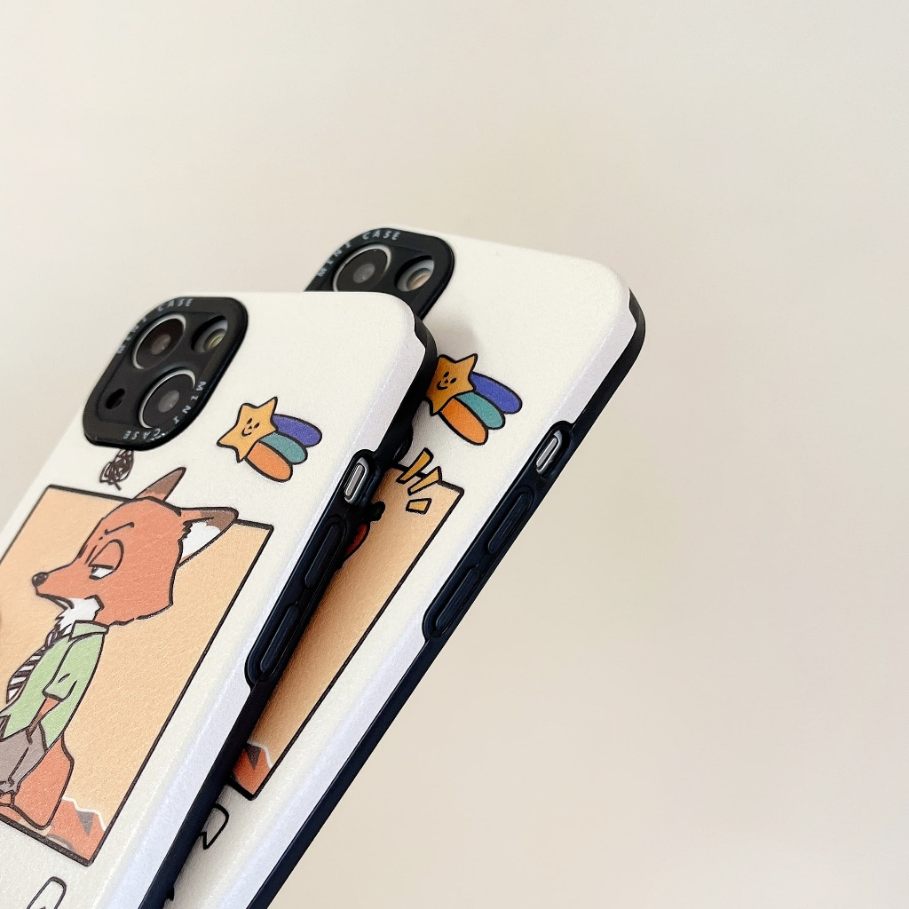 Ốp Điện Thoại Da Chống Sốc Hình Thỏ Cáo Cho iPhone 14Promax 14Pro 14 13Promax 13Pro 13 12 12Promax 11