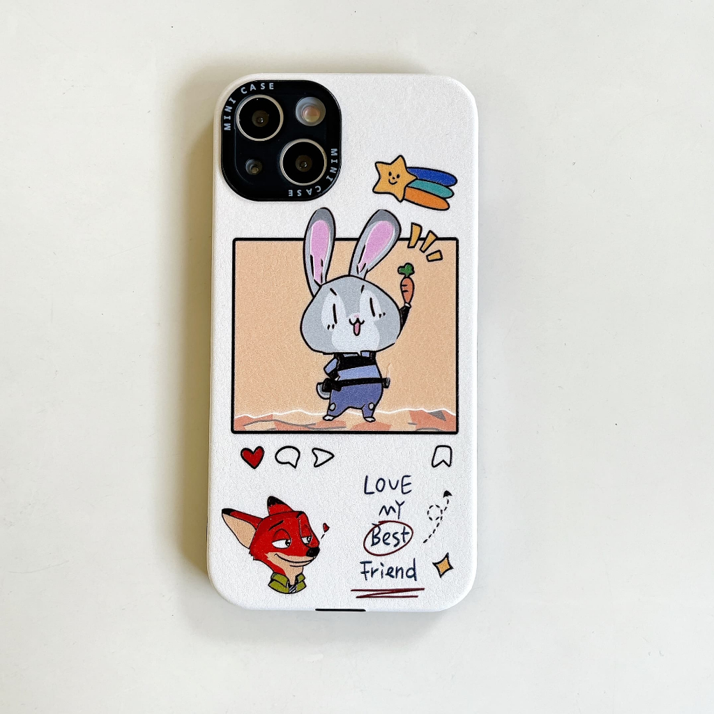 Ốp Điện Thoại Da Chống Sốc Hình Thỏ Cáo Cho iPhone 14Promax 14Pro 14 13Promax 13Pro 13 12 12Promax 11