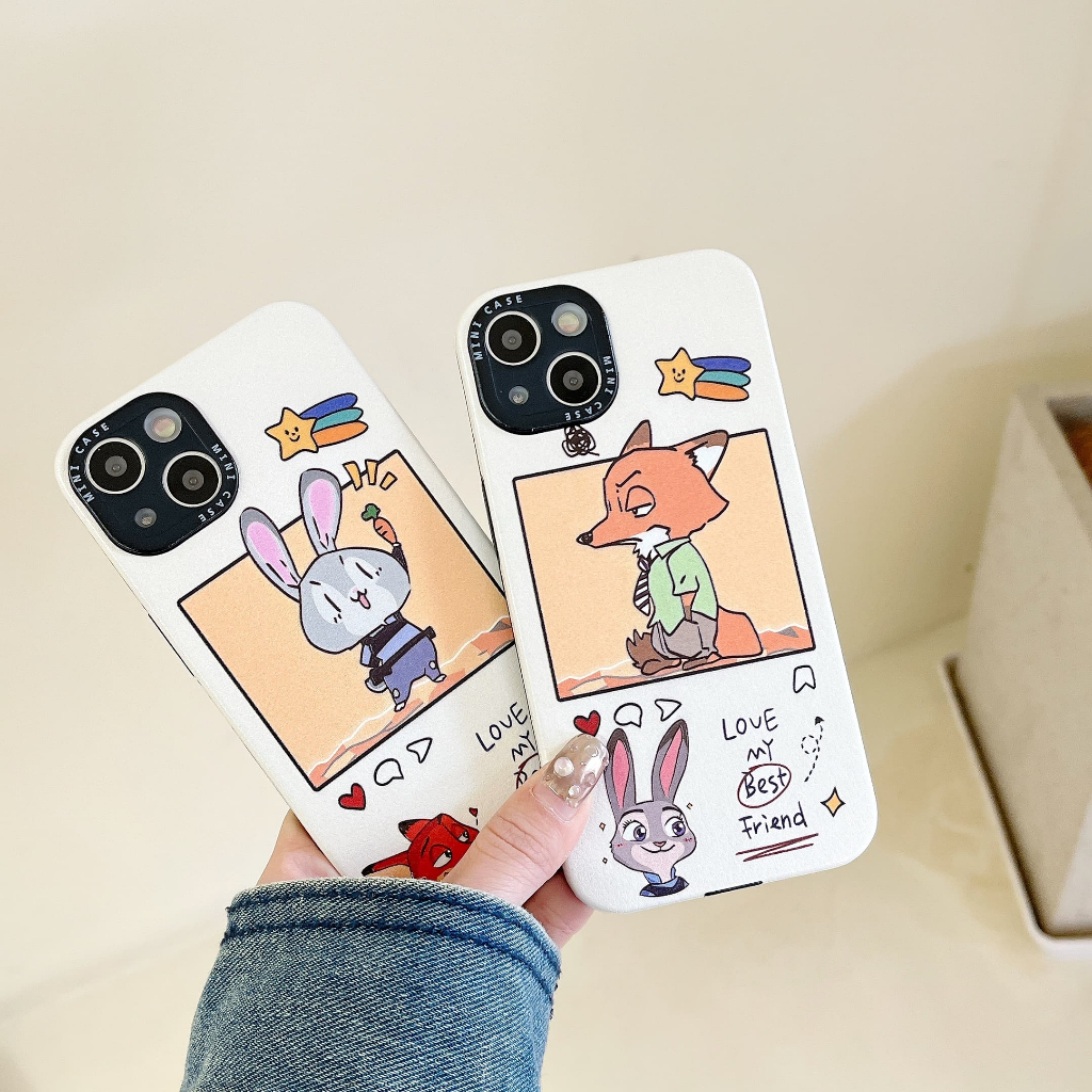 Ốp Điện Thoại Da Chống Sốc Hình Thỏ Cáo Cho iPhone 14Promax 14Pro 14 13Promax 13Pro 13 12 12Promax 11