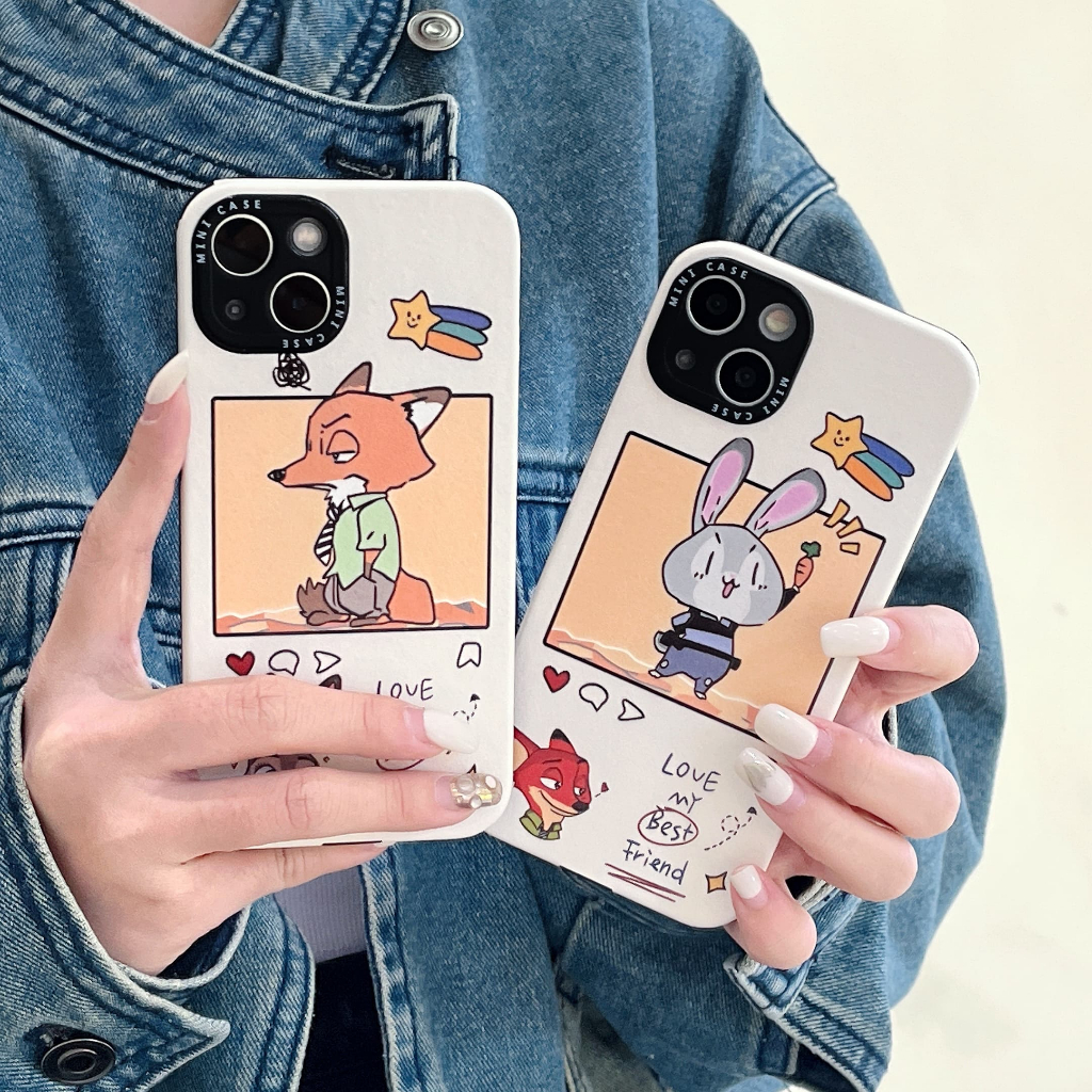 Ốp Điện Thoại Da Chống Sốc Hình Thỏ Cáo Cho iPhone 14Promax 14Pro 14 13Promax 13Pro 13 12 12Promax 11