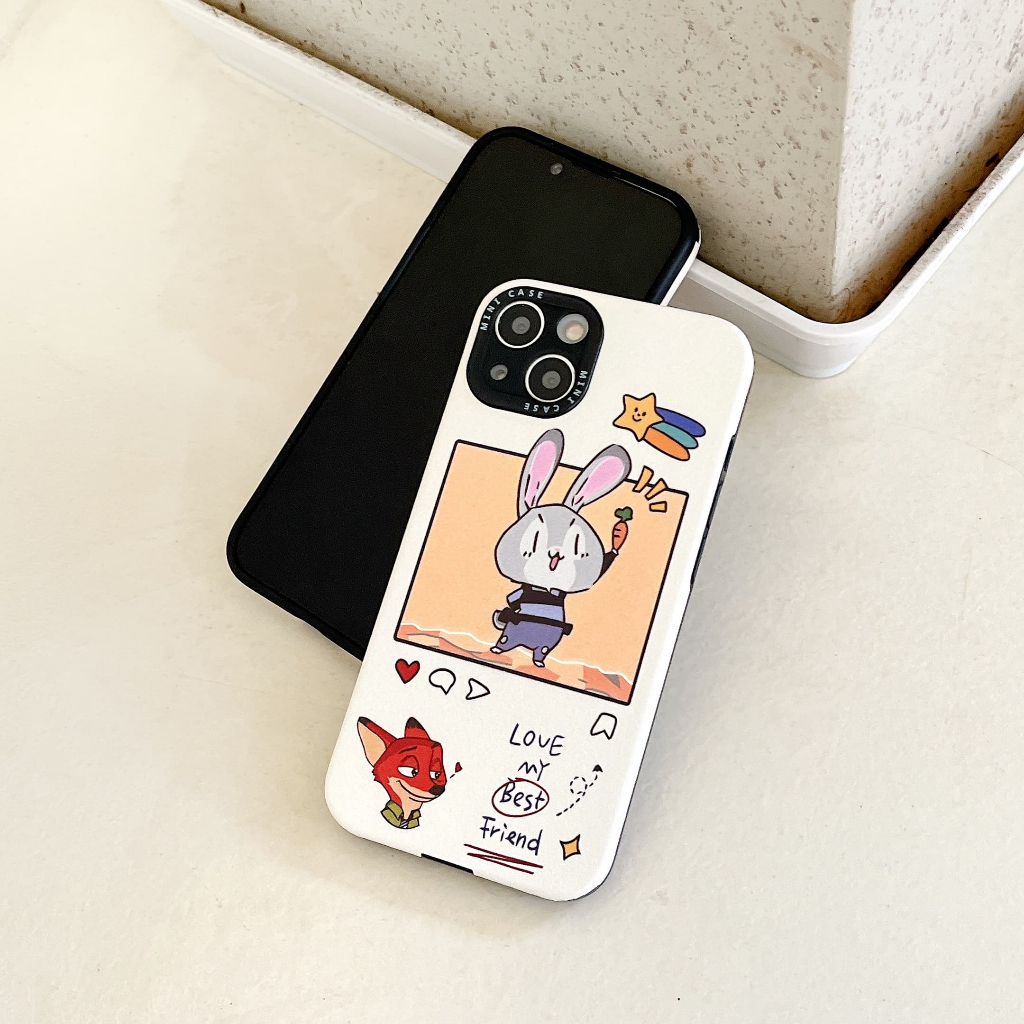 Ốp Điện Thoại Da Chống Sốc Hình Thỏ Cáo Cho iPhone 14Promax 14Pro 14 13Promax 13Pro 13 12 12Promax 11