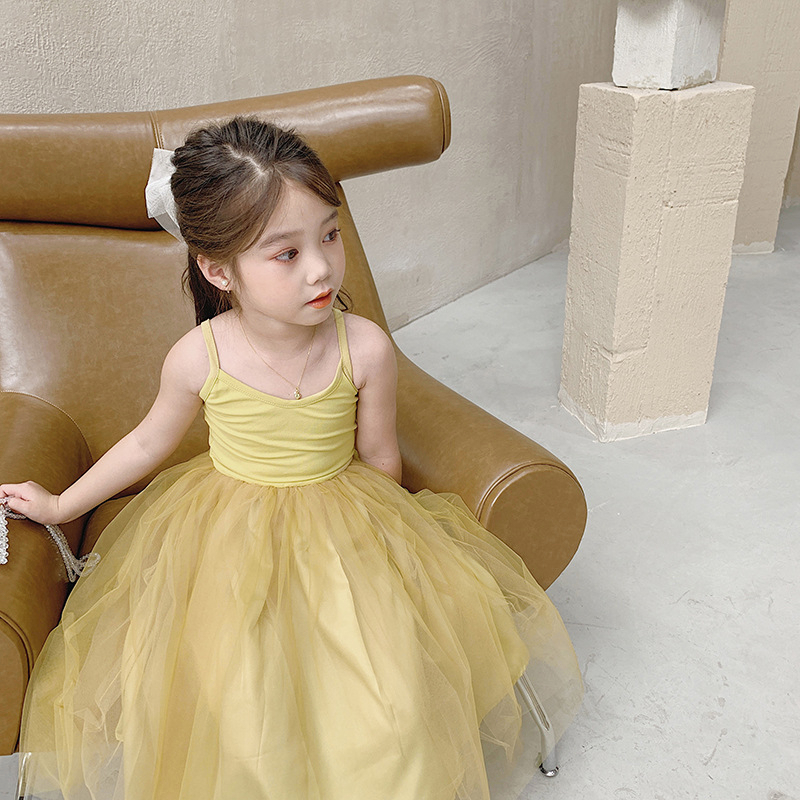 Cô gái ăn mặc, mùa hè cô gái nhỏ sling vest váy nhảy múa váy lụa váy bãi biển