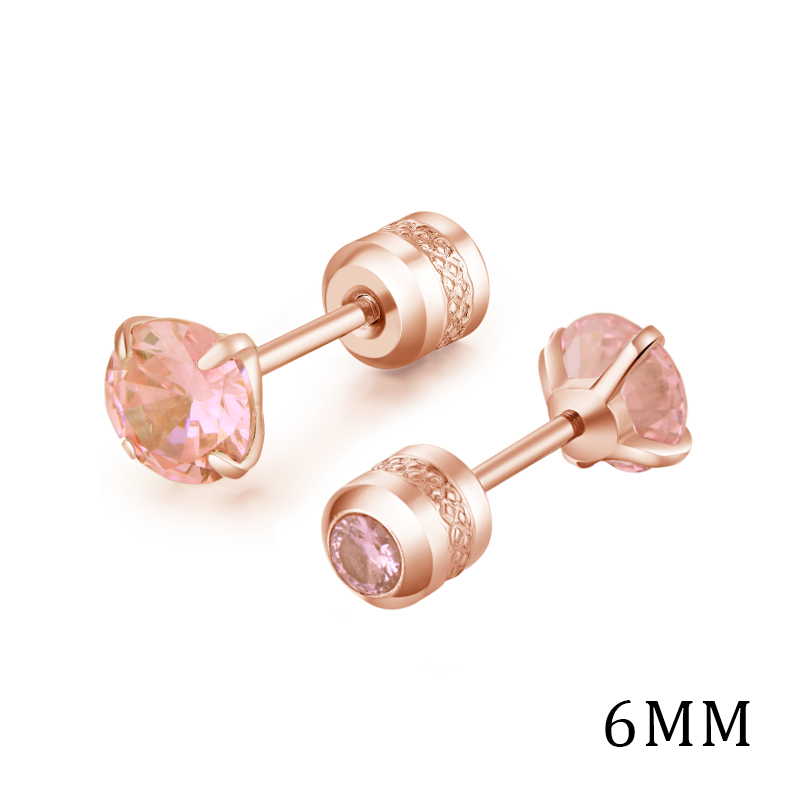 1 Cặp Bông Tai Bằng Thép Titan Không Gỉ Đính Đá Zircon Nhiều Màu 6MM Dành Cho Nam Nữ