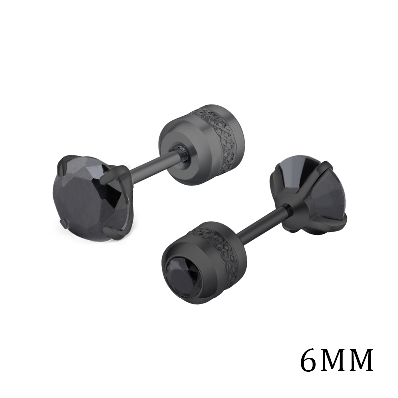 1 Cặp Bông Tai Bằng Thép Titan Không Gỉ Đính Đá Zircon Nhiều Màu 6MM Dành Cho Nam Nữ