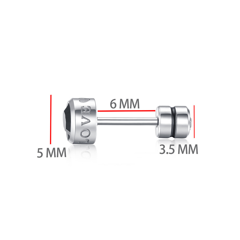 1 Cặp Bông Tai Thép Titan Bạc 925 Đính Đá Zircon 5MM Cho Nam Nữ
