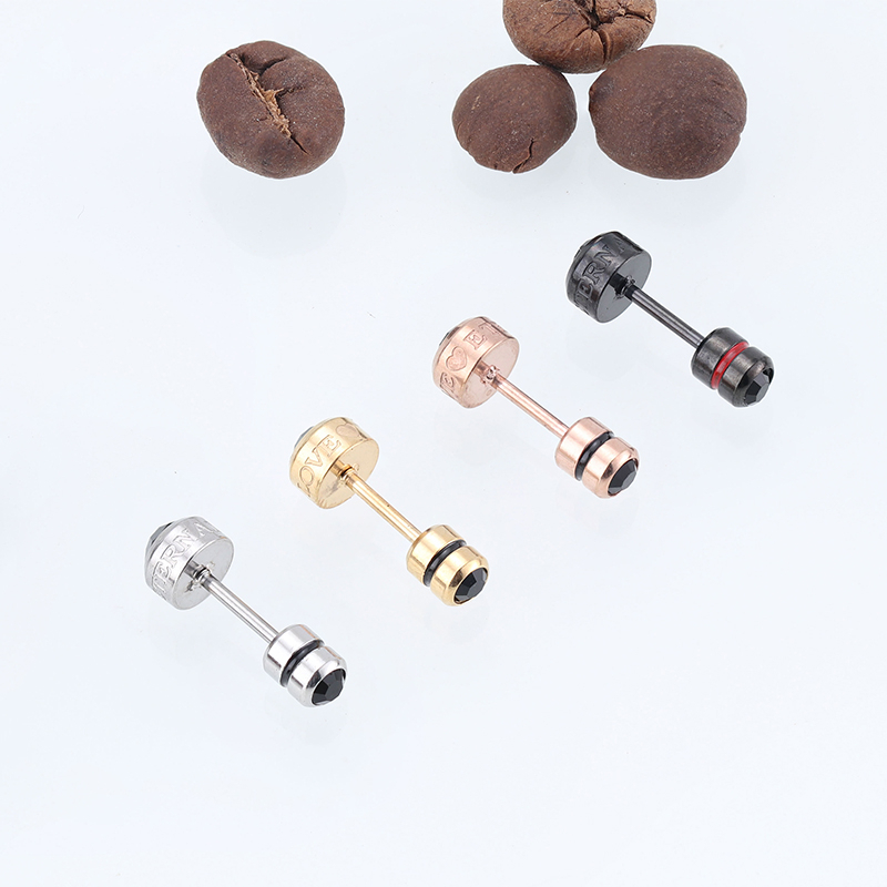 1 Cặp Bông Tai Thép Titan Bạc 925 Đính Đá Zircon 5MM Cho Nam Nữ