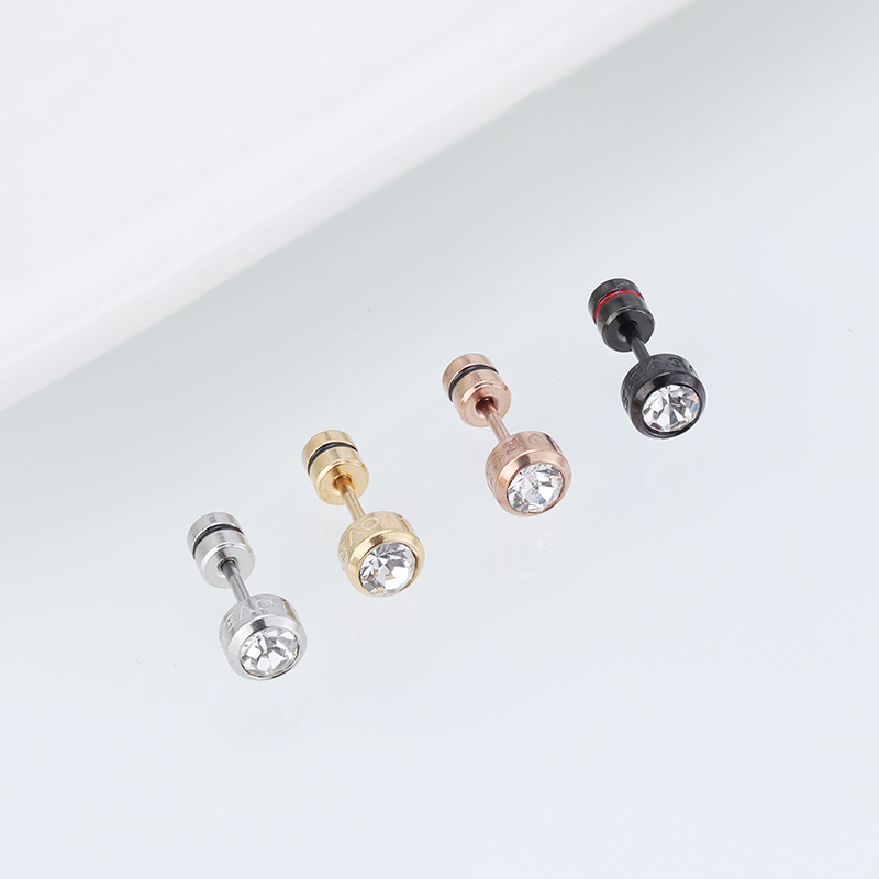 1 Cặp Bông Tai Thép Titan Bạc 925 Đính Đá Zircon 5MM Cho Nam Nữ